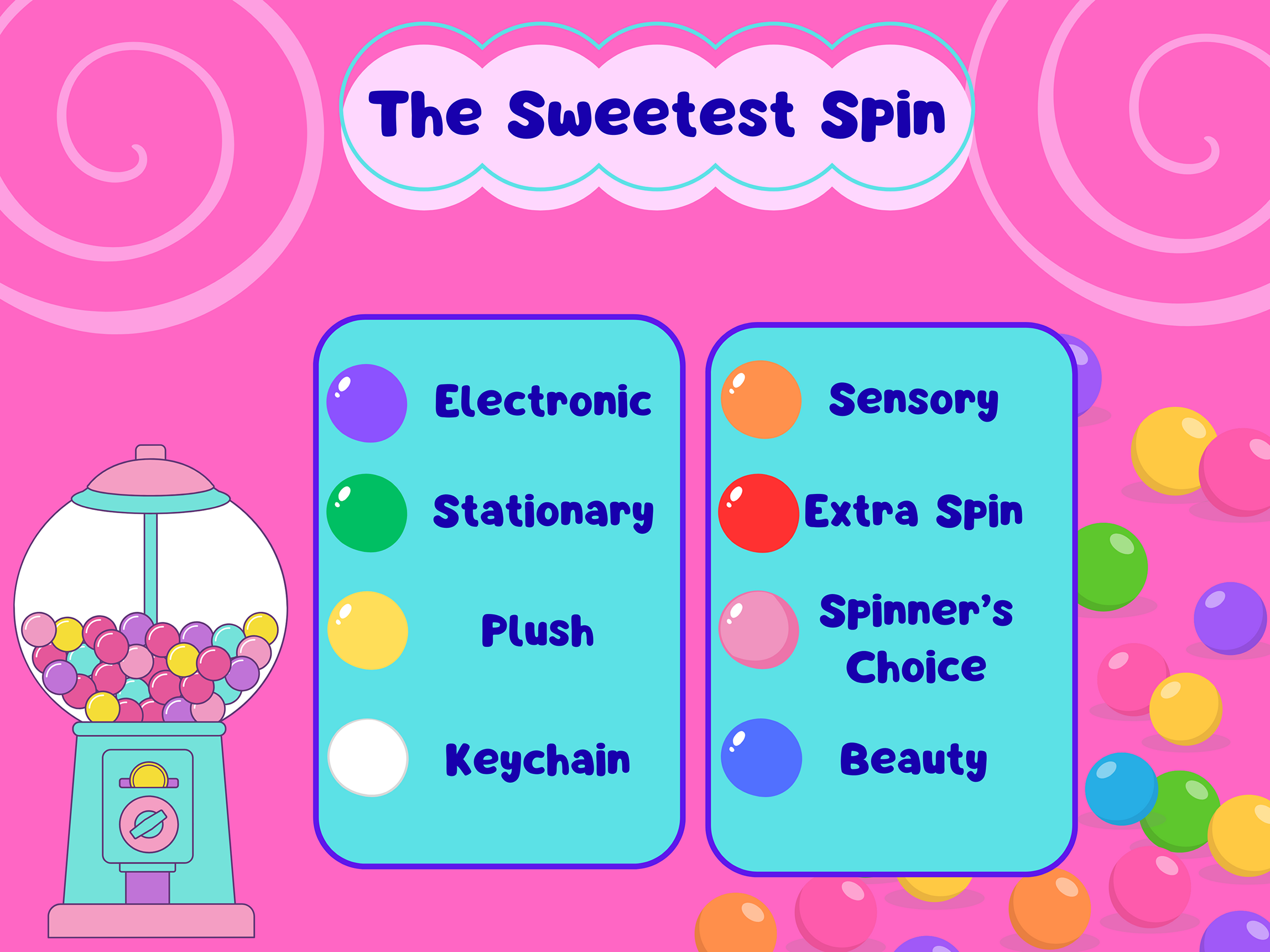 The Sweetest Spin gumball machine visual